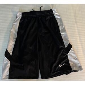 Nike Embroidered Swoosh Men's Basketball Short Medium Black Bold White Stripe